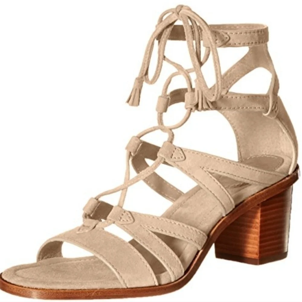 Frye Womens Gladiator Brielle Heels Suede Sandals shoes sz 8.5M